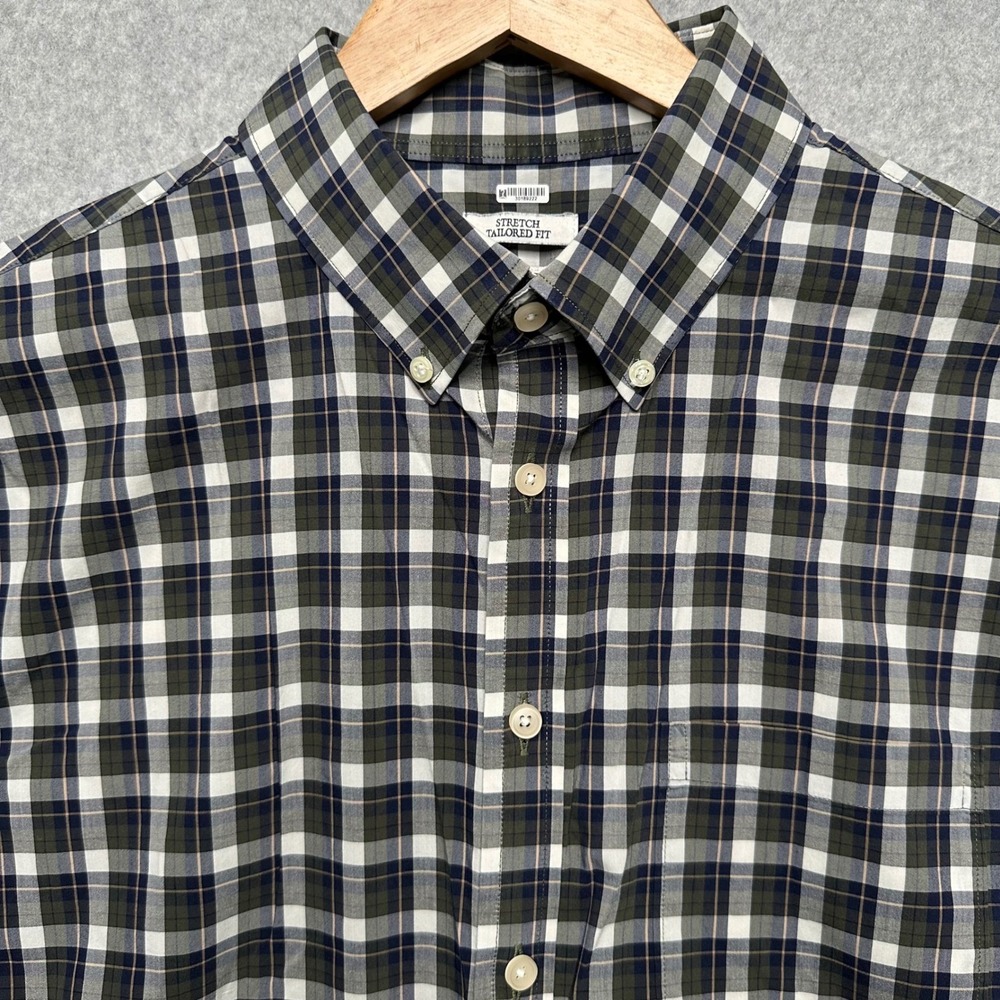 Jos. A. Bank 1905 Mens XL Shirt Stretch Tailored Fit brrr Cooling Plaid Green